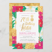 Gold 70e anniversaire Luau Party Invitations (Devant / Derrière)