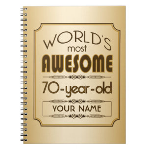 Gold 70th Birthday Celebration World Best Fabulous Notitieboek