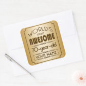 Gold 70th Birthday Celebration World Best Fabulous Vierkante Sticker (Envelop)