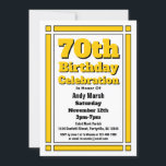 Gold 70th Birthday Invitation<br><div class="desc">Envoyez des invitations à une célébration de 70e anniversaire avec cette Gold 70e Anniversaire Carte postale Invitation. Il peut être customisé avec vos informations personnelles.</div>