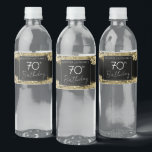 Gold 70th Birthday Party Étiquette bouteille d'eau<br><div class="desc">Tout le texte est ajustable et facile à changer pour vos besoins de partie. Grand élégant étiquettes de bouteille d'eau de fête d'anniversaire. Faux coups de peinture or.</div>