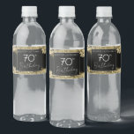 Gold 70th Birthday Party Étiquette bouteille d'eau<br><div class="desc">Tout le texte est ajustable et facile à changer pour vos besoins de partie. Grand élégant étiquettes de bouteille d'eau de fête d'anniversaire. Faux coups de peinture or.</div>
