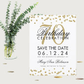 Gold 70th Birthday Save Date Confetti Save The Date