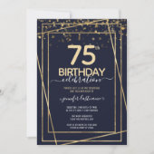 Gold 75th Anniversaire de fête Budget Invitation (Devant)