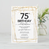 Gold 75th Anniversaire de fête Budget Invitation (Debout devant)