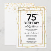 Gold 75th Anniversaire de fête Budget Invitation (Devant / Derrière)