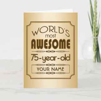 Gold 75th Birthday Celebration World Best Fabulous Kaart