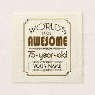 Gold 75th Birthday Celebration World Best Fabulous Servetten