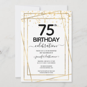 Gold 75th Birthday Party Budget Invitation Kaart