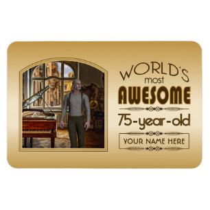 Gold 75th Birthday World's Best Custom Photo Lijst Magneet