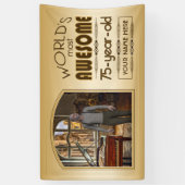 Gold 75th Birthday World's Best Custom Photo Lijst Spandoek (Verticaal)