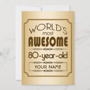Gold 80th Birthday Celebration World Best Fabulous Kaart