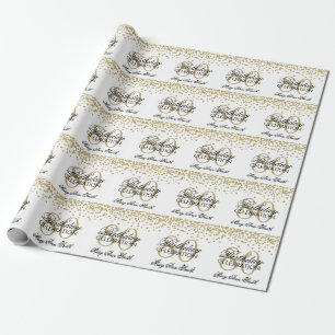 Gold 80th Birthday Glitter Confetti Cadeaupapier
