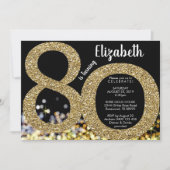 Gold 80th Birthday Invitation - 70th Invitation (Devant)