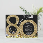 Gold 80th Birthday Invitation - 70th Invitation (Debout devant)
