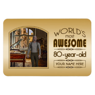 Gold 80th Birthday World's Best Custom Photo Lijst Magneet