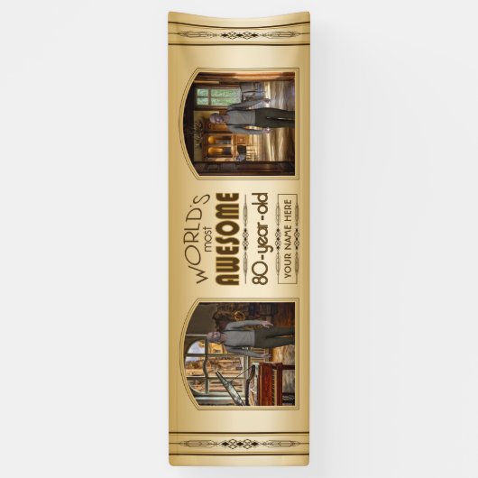 Gold 80th Birthday World's Best Custom Photo Lijst Spandoek (Verticaal)