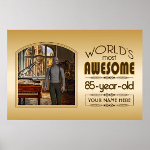 Gold 85th Birthday World's Best Custom Photo Lijst Poster