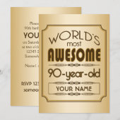Gold 90th Birthday Celebration World Best Fabulous Kaart (Voorkant / Achterkant)