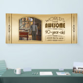 Gold 90th Birthday World's Best Custom Photo Lijst Spandoek (Beurs)