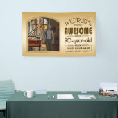 Gold 90th Birthday World's Best Custom Photo Lijst Spandoek (Beurs)