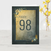 Gold 98e Verjaardag Kaart (Gele Bloem)