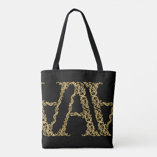 Gold A Monogram Initiaal Ontwerp op elke kleur Draagtas (Achterkant)