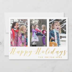 Gold À petits pois Happy Holidays Photo carte Coll