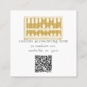 Gold Abacus QR Code Brown Square Biz Card Vierkante Visitekaartje (Achterkant)