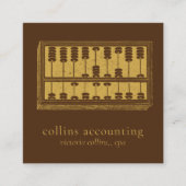 Gold Abacus QR Code Brown Square Biz Card Vierkante Visitekaartje (Voorkant)