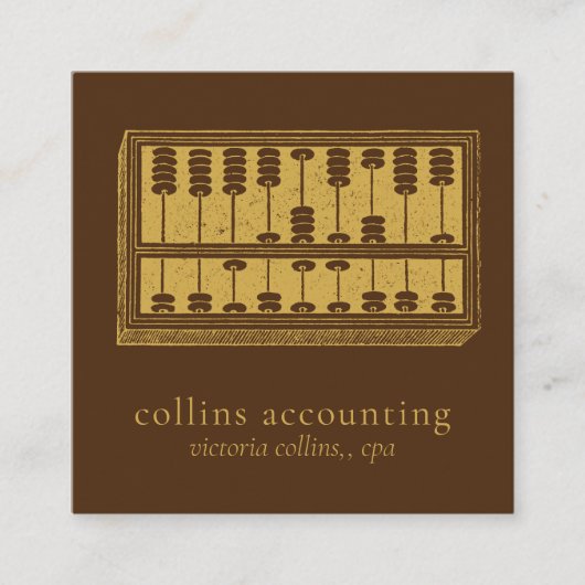 Gold Abacus QR Code Brown Square Biz Card Vierkante Visitekaartje (Voorkant)