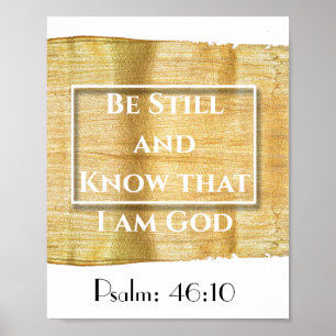 Gold Abstracte Bijbel verse quote psalm 46:10 Poster