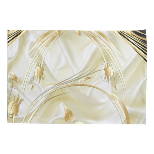 Gold Abstracte bloemen en zwart op Champpanzijde Kussensloop (Achterkant)