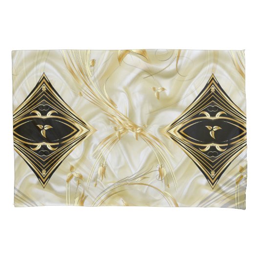 Gold Abstracte bloemen en zwart op Champpanzijde Kussensloop (Voorkant)