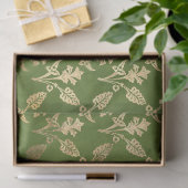Gold Abstracte bloemen op groene ontkoppeling Tissuepapier (Geschenk)