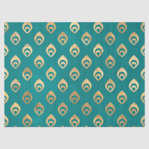 Gold Abstracte druppels op Blauwgroen ontkoppeling Tissuepapier