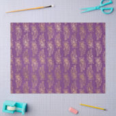 Gold Abstracte Peacock Feathers op Paarse ontkoppe Tissuepapier (Craft)