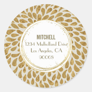 Gold Abstracte ventilatorbenzalen Ronde Sticker
