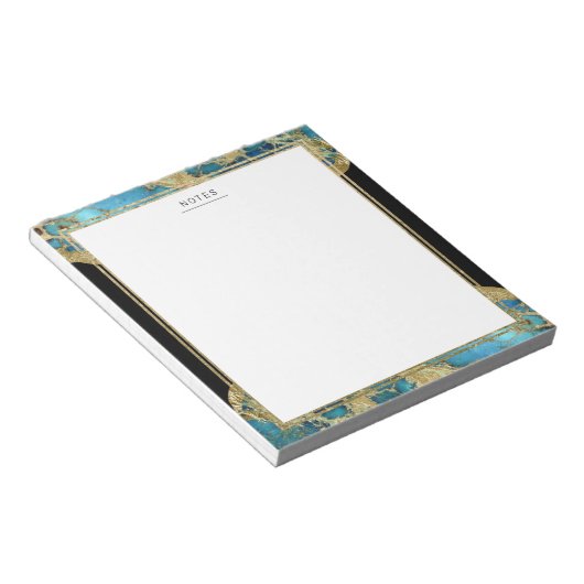 Gold Accent Turquoise Agate Gemstone Notepad Notitieblok (Schuin)