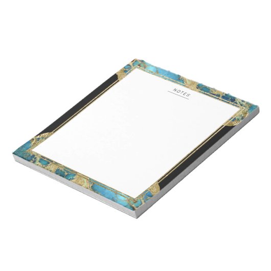 Gold Accent Turquoise Agate Gemstone Notepad Notitieblok (Gedraaid)