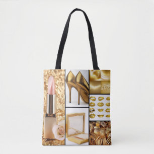 Gold Accessoires Glamoureuze Mode Collage Tote Bag