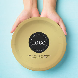 Gold Add Custom Business Company Logo & Text Party Papieren Bordje