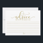 Gold Advice for the Bride Calligraphy<br><div class="desc">Carte moderne et lunatique pour la mariée. Donnez des conseils avec cette carte moderne "conseil pour la mariée". C'est parfait pour les wedding showers et les mariés. D'autres couleurs sont disponibles.</div>