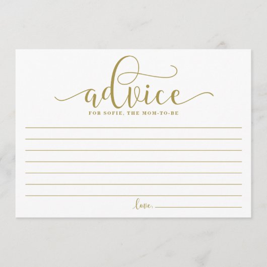 Gold Advice voor de moeder om kalligrafie te worde Advieskaart (Voorkant)