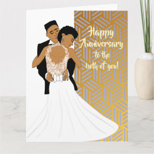 Gold African American Couple Jubileum Card Kaart