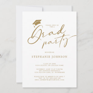 Gold Afstudeerder Pet Moderne Calligrafie GraduPar Kaart