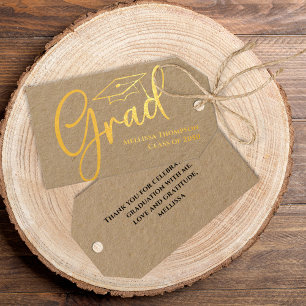 Gold Afstuderen Kalligrafie Script Aangepast Cadeaulabels