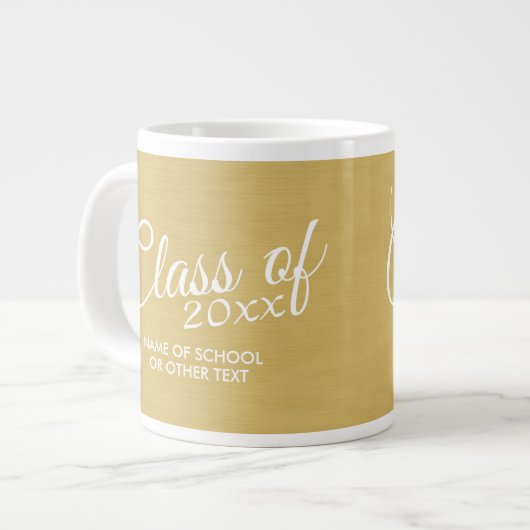 Gold Afstuderen, klasse met aangepaste jaarschool Extra Grote Mok (Voorkant links)