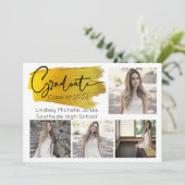 Gold Afstuderen kondiging & partijuitnodiging Save The Date (Staand voorkant)