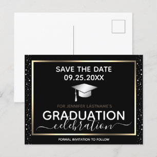 Gold Afstuderen Save the Date Invitation Briefkaar Briefkaart